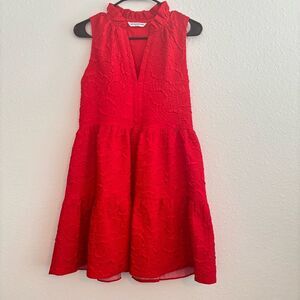 NWOT AMANDA UPRICHARD Saffron Dress In Scarlet with grosgrain embossing size S